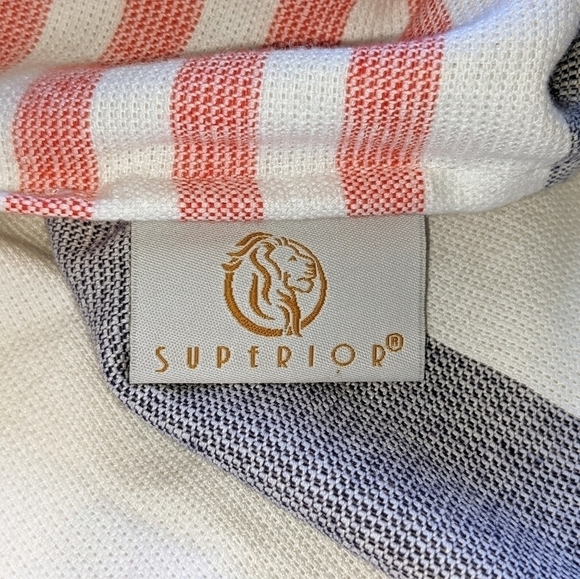 Egyptian Cotton Beach Outdoor Picnic Blanket Tassel Wrap in Red White Blue NWOT - Picture 3 of 6